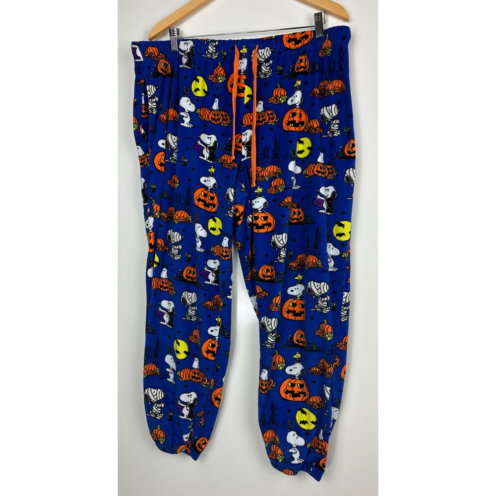 Snoopy Peanuts Pajama Pants Halloween Pumpkin Jogger Plush Pj Sleep Women's XL - Picture 11 of 12